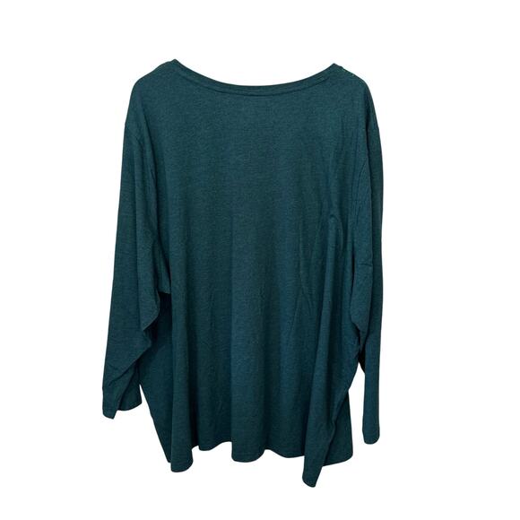 Catherines Size 5X V Neck Top 34/36W Green Embroidered Long Sleeve Boho Cotton - Picture 3 of 7
